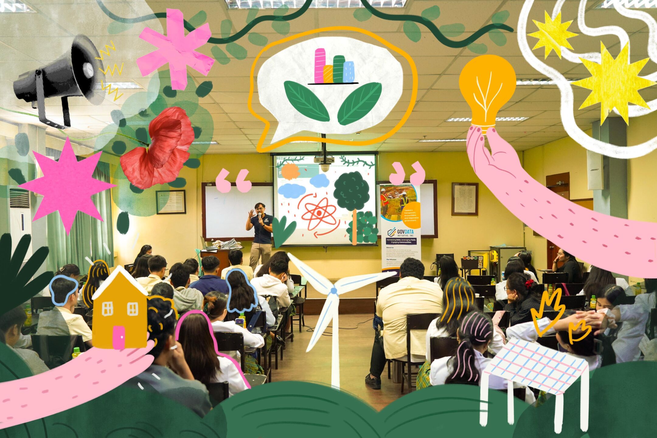 Group of young people sitting in a classroom during a training.